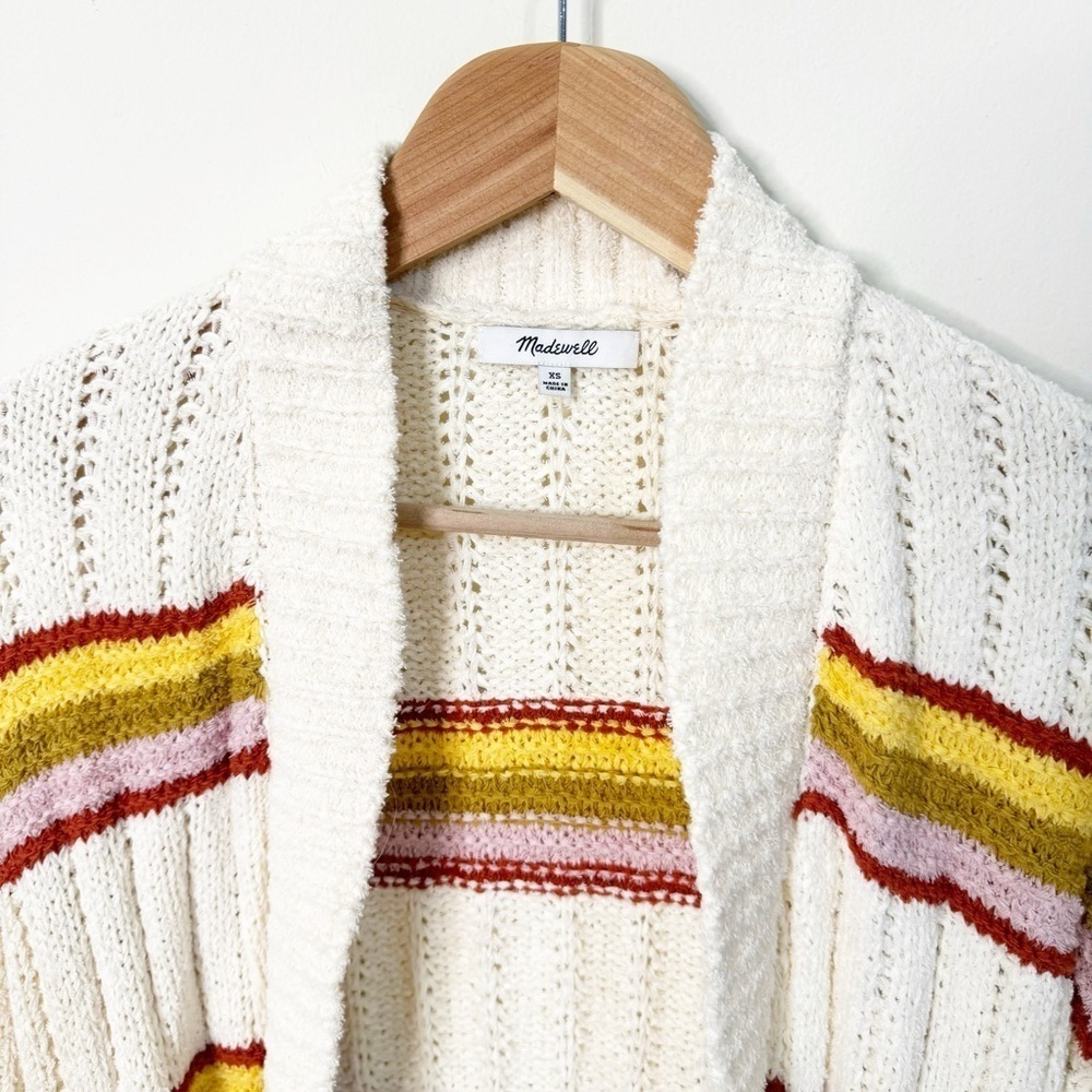 Madewell Cream Yellow Striped Diaz Open Cardigan Size XS - Picture 3 of 5